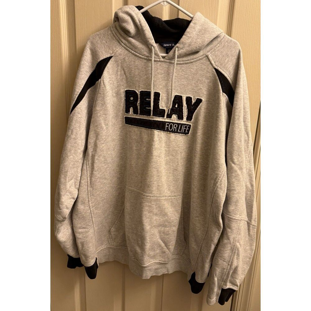 Relay For Life Embroidered Hoodie Sweatshirt Gray 2XL Sport Tek‎